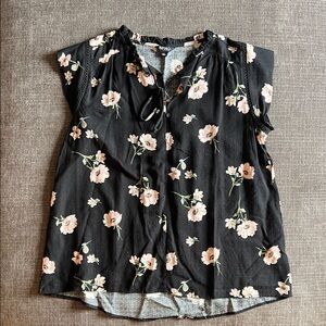 Buffalo Black and Pink Floral Blouse